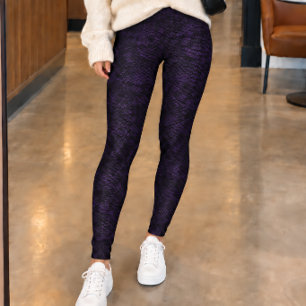 Leggings Texture de peau de serpent violet foncé