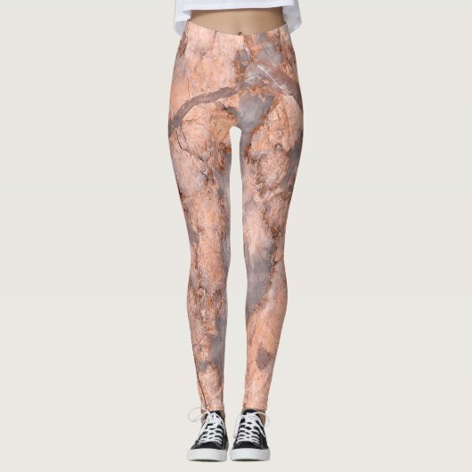 Leggings Texture de pierre marbrée girly tendance (Devant)