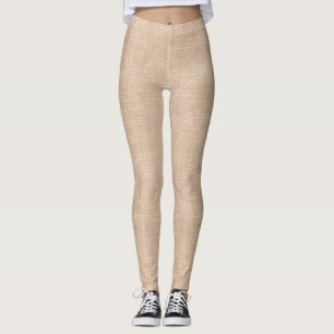Leggings Texture de tissu de lin naturel en beige chaud