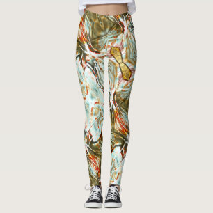 Leggings Texture d'ocher avec un encre pixélisée et rayure 