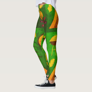 Leggings Texture Effet Camping vert Légumineuses