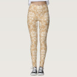 Leggings Texture en bois rustique avec motif Damas blanc<br><div class="desc">Élégants,  rustiques,  leggings d'inspiration boho avec motif damassé blanc avec arrière - plan de texture bois. D'autres motifs avec le même arrière - plan en bois sont disponibles.</div>