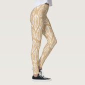 Leggings Texture en bois rustique avec Motif Feuille blanc (Droite)