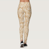 Leggings Texture en bois rustique avec Motif Feuille blanc (Dos)