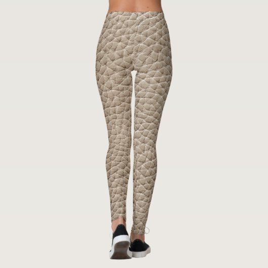 Leggings Texture en cuir beige, arrière - plan sans soudure (Dos)