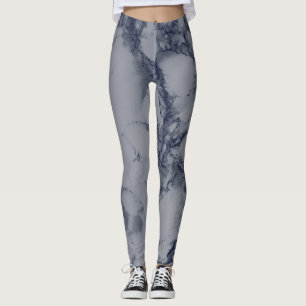 Leggings Texture en marbre bleu foncé et gris