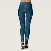 Leggings Texture en marbre bleu marine (Dos)