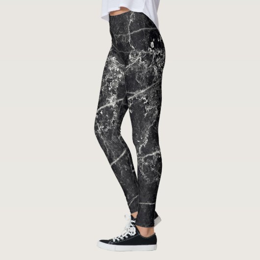 Leggings Texture en marbre noir (Gauche)