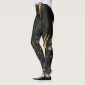 Leggings Texture en marbre noir et or (Gauche)