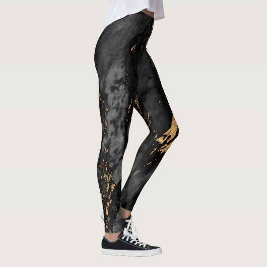 Leggings Texture en marbre noir et or (Droite)