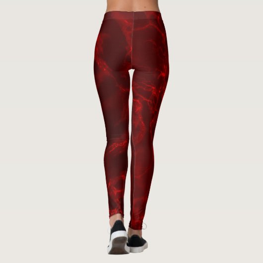 Leggings Texture en marbre rouge foncé (Dos)