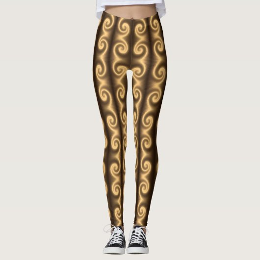 Leggings Texture en spirale d'or (Devant)