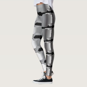 Leggings Texture géométrique moderne en gris et en métal