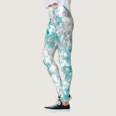 Leggings texture gris turquoise et marbre blanc (Gauche)