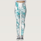 Leggings texture gris turquoise et marbre blanc (Devant)