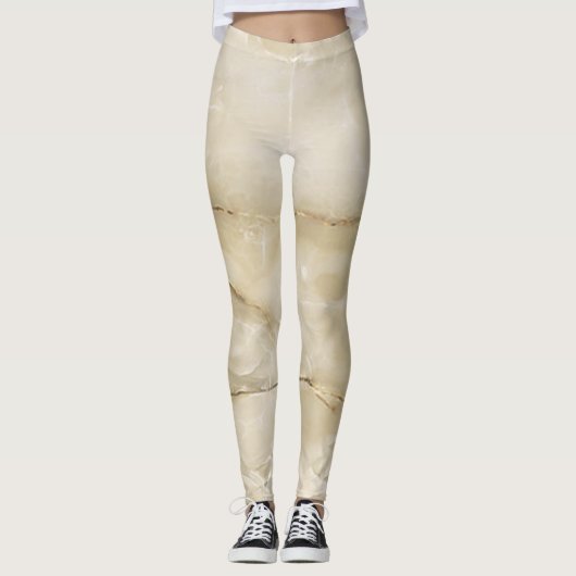 Leggings Texture Marbre Doré Féminin Tendance (Devant)
