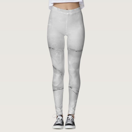 Leggings Texture Marbrée Grise Tendance Féminine (Devant)