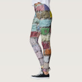 Leggings Texture murale en brique peinte colorée (Gauche)