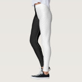 Leggings Texturé noir blanc deux couleurs demi-côtés (Gauche)