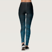 Leggings Texture Ombrée Grunge Noir et Sarcelle (Dos)