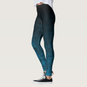 Leggings Texture Ombrée Grunge Noir et Sarcelle (Gauche)