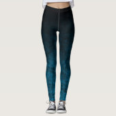 Leggings Texture Ombrée Grunge Noir et Sarcelle (Devant)
