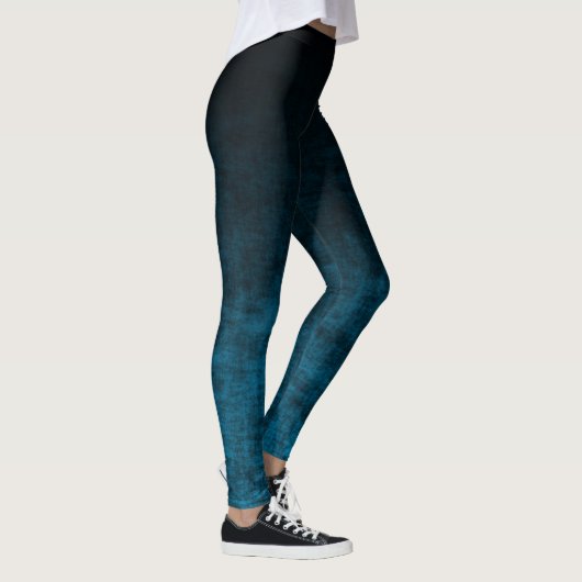 Leggings Texture Ombrée Grunge Noir et Sarcelle (Droite)