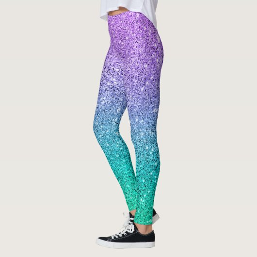 Leggings Texture parties scintillant violet et verte ombre (Gauche)