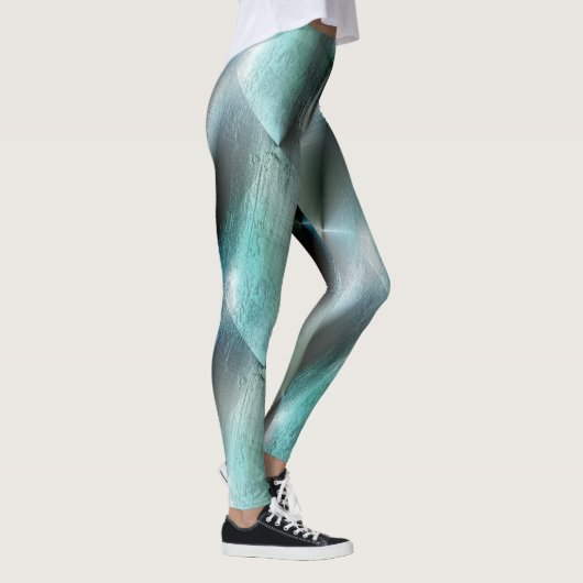 Leggings Texture rocheuse gris cyan souple avec détails num (Droite)