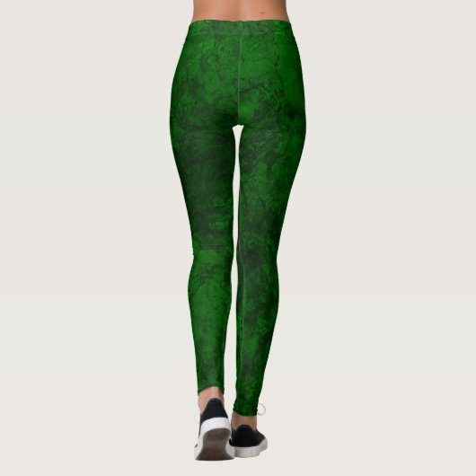 Leggings texture vert foncé texturé en marbre de daim grani (Dos)