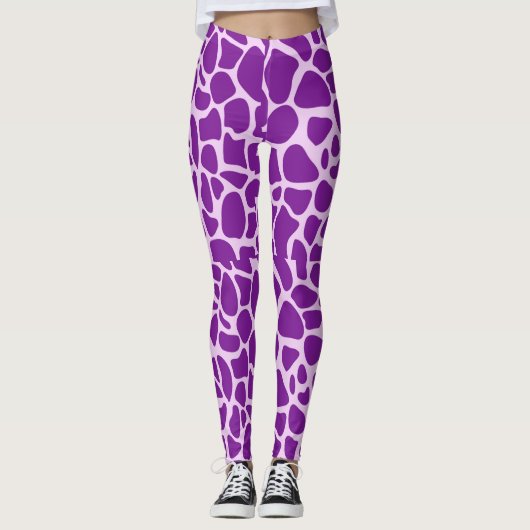 Leggings Texture violette de la peau de girafe (Devant)