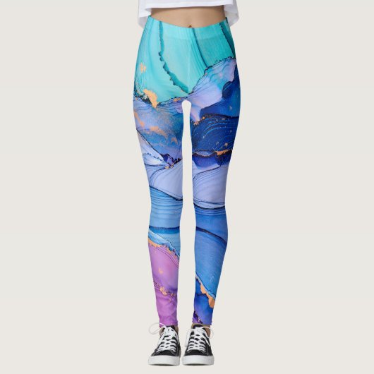 Leggings Textures fluides, art abstrait de luxe. (Devant)
