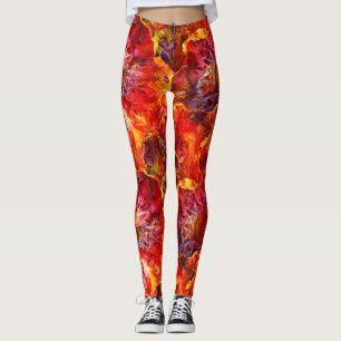 Leggings Textures rouges Abréviation florale rouge