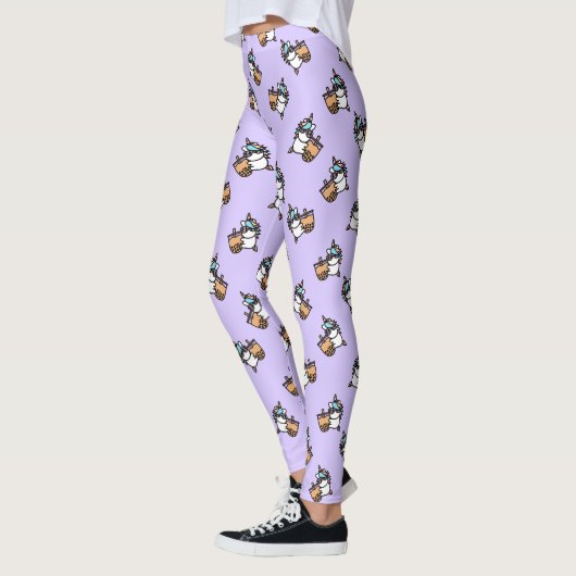 Leggings Thé à bulle mûre et licorne (Gauche)