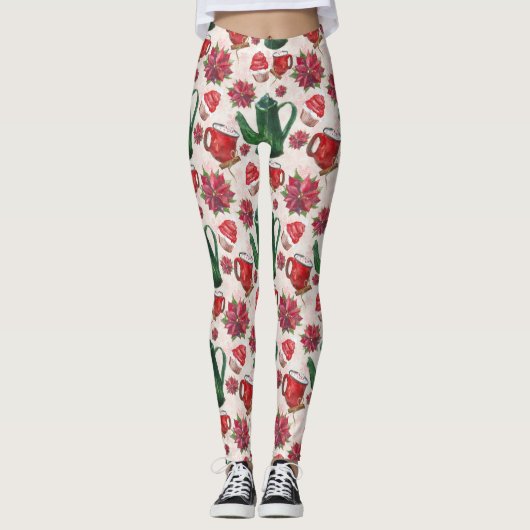 Leggings thé dansant de fêtes à l'aquarelle (Devant)