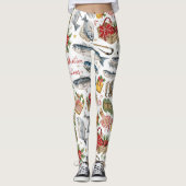 Leggings Thème de Noël de pêche (Devant)