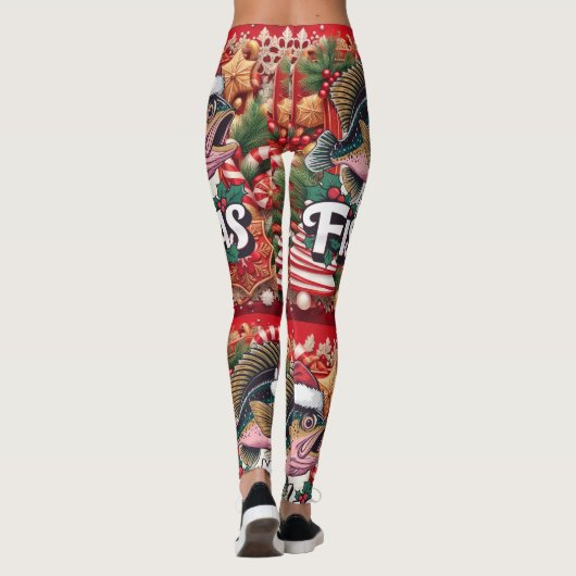 Leggings Thème de Noël de pêche (Dos)