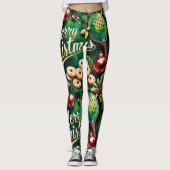 Leggings Thème de Noël de Pickleball (Devant)