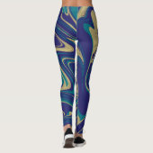 Leggings Tie Dye Marbre Liquide Bleu Or (Dos)