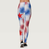 Leggings Tie Dye Rouge Blanc Bleu Nom Personnalisé (Dos)
