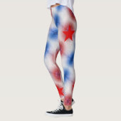 Leggings Tie Dye Rouge Blanc Bleu Nom Personnalisé (Gauche)