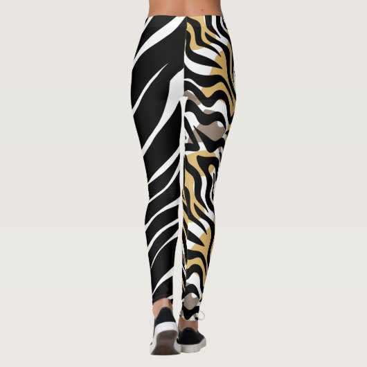 Leggings Tiger Big Chat Motif Animal Brown Blanc Noir Fun (Dos)