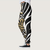 Leggings Tiger Big Chat Motif Animal Brown Blanc Noir Fun (Gauche)