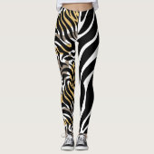 Leggings Tiger Big Chat Motif Animal Brown Blanc Noir Fun (Devant)