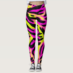 Leggings Tiger Gravure noire Orange motif en peau d'animal 
