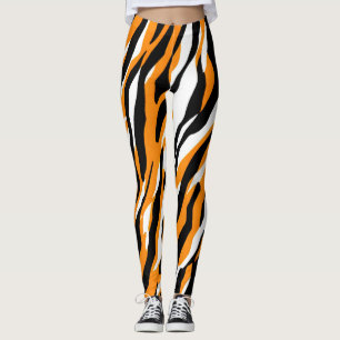Leggings Tiger Gravure noire Orange motif en peau d'animal 