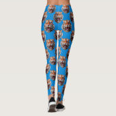 Leggings Tiger Head Pattern Design Blue  (Dos)
