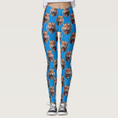 Leggings Tiger Head Pattern Design Blue  (Devant)