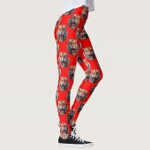 Leggings Tiger Head Pattern Design Red