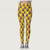 Leggings Tiger Head Pattern Design Yellow  (Devant)